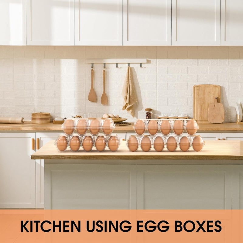 EVANCENT 50 Pack Plastic Egg Cartons Cheap Bulk 12 Count Clear Blank Egg Containers for Refrigerator, Reusable Holder for Home Ranch Farm Commercial Market Display, Plastic Packaging for Craft Projects - Image 5